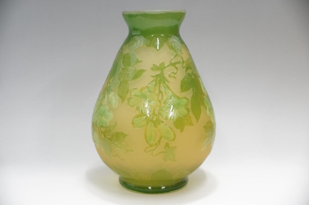 エミールガレ 特大　花器　花瓶　カメオ彫り　被せガラス　高さ15ｃｍ エミールガレ 特大 花器 花瓶 カメオ彫り 被せガラス 高さ15cm